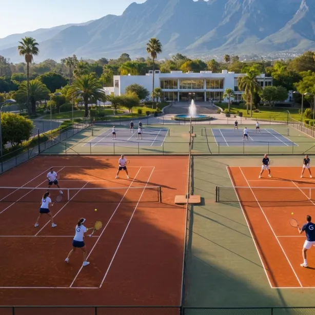 Team playing tennis