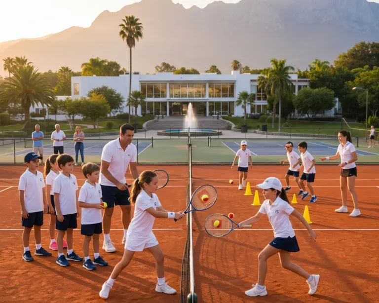 Children training on court